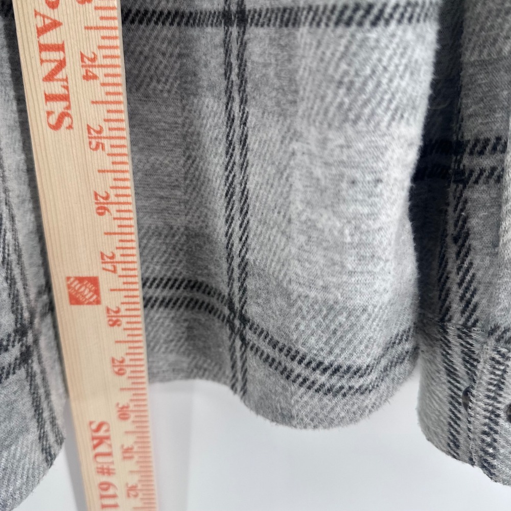 7Diamonds Shirt Mens Large Grey Plaid Knit Flannel‎ Shacket Button Down L/S - Picture 6 of 13